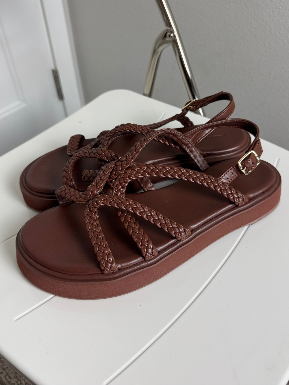 Women’s Brown Braided Strap Platform Sandals